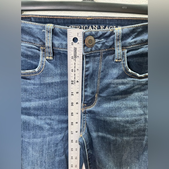 American Eagle Super Stretch Distressed Hi-Rise Jegging Jeans Womens 4 Blue 2573 - Picture 6 of 10